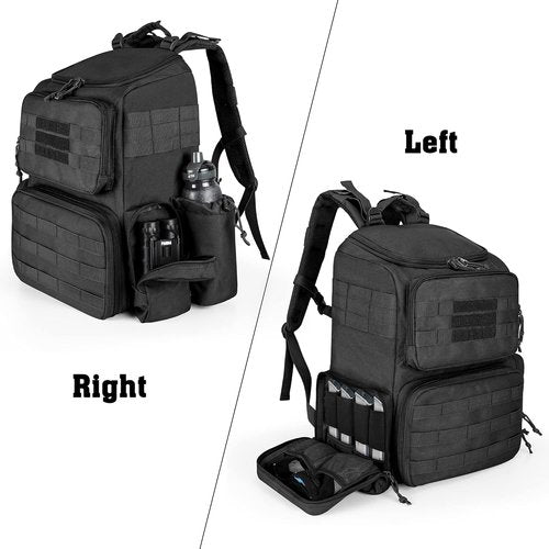 DSLEAF Tactical Range Pistol Backpack - 6 Pistol Cases & 9 Magazine Slots for Shooting & Hunting
