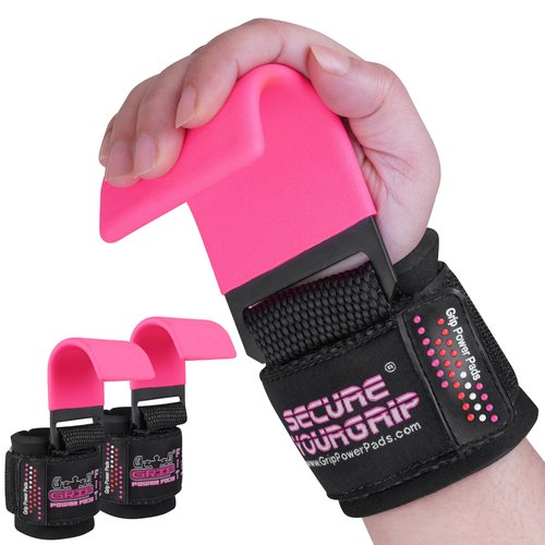 Weight Lifting Hooks Heavy Duty PRO Lifting Wrist Straps Deadlift Straps Power Lifting Grips Weightlifting Gym Gloves Men & Women (Classic Pink, Women-Wrist Size Small/Medium)