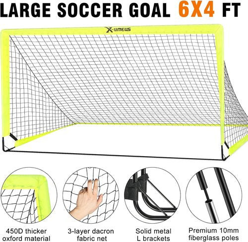 Kids Soccer Goals by [Brand Name] - Backyard Set of 2 | 4x3 ft & 6x4 ft Pop-Up Training Equipment with Ball & Cones