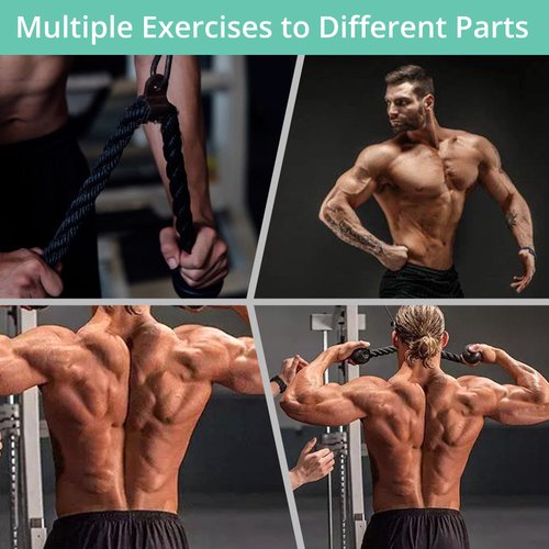 VINTEAM Pulley System, Pulley Cable Machine DIY Workout Accessories with Tricep Rope, LAT Pull Down Bar, Gym Cable for Triceps Extensions, Biceps Curl, Forearm (Tricep Rope +Straight Bar)