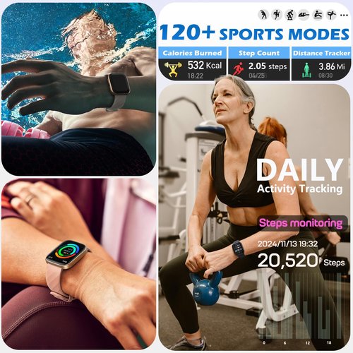MorePro Health Fitness Tracker with 24/7 Heart Rate/Blood Pressure Monitor, Blood Oxy-gen/Sleep Tracking, 120+ Sports Activity Tracker, Smart Watch (Make/Answer Call) with Step Counter for Women Men