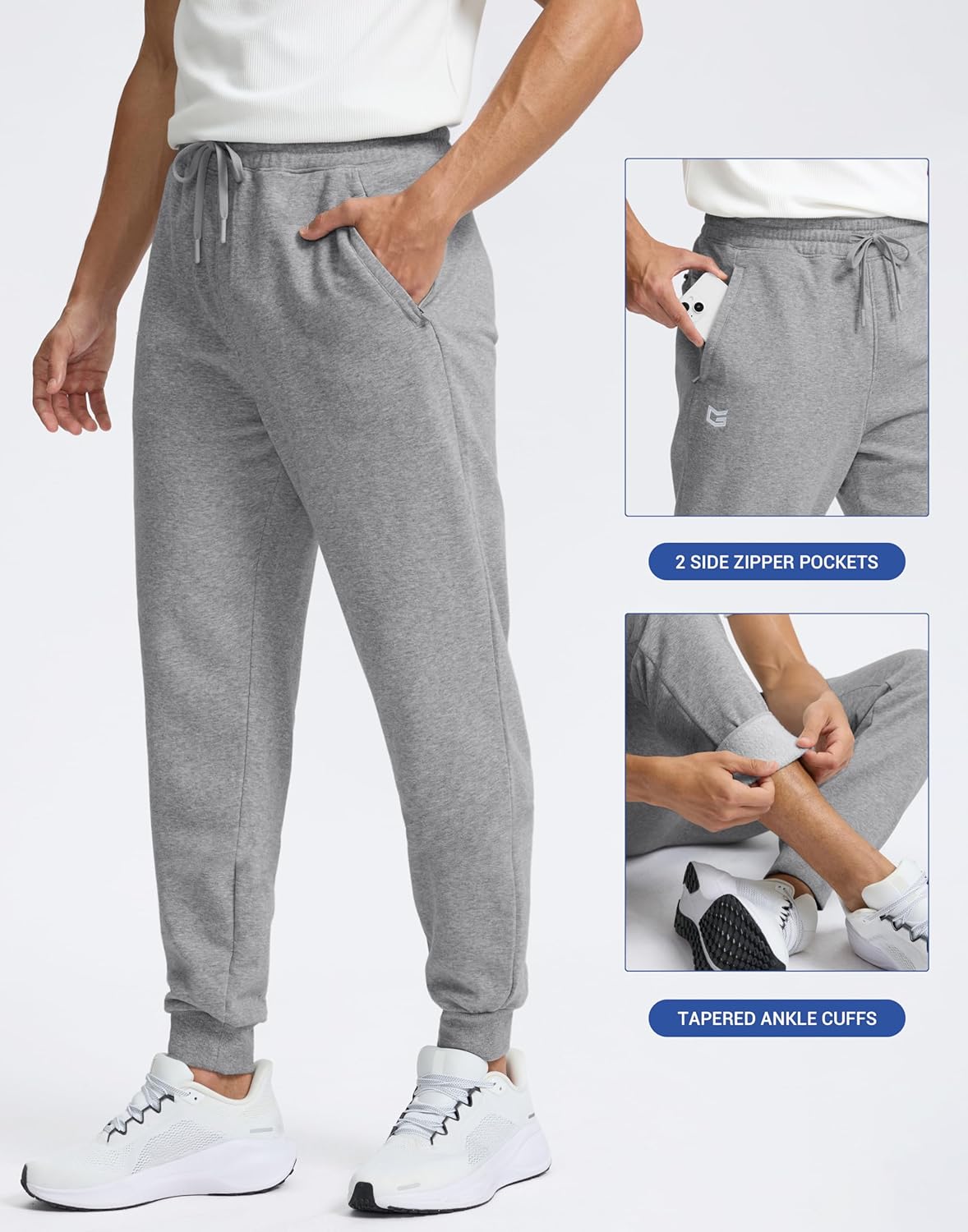 Skiennix Men's Fleece Lined Joggers - Warm Athletic Sweatpants with Zipper Pockets | Winter Comfort