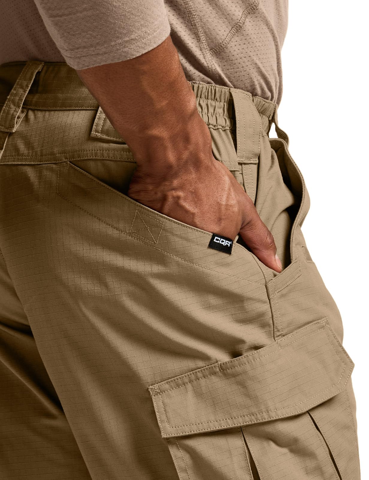 CQR Men's Tactical Pants, Water Resistant Ripstop Cargo Pants, Lightweight EDC Work Hiking Pants, Outdoor Apparel, Raider Mag Pocket Cougar, 34W x 30L
