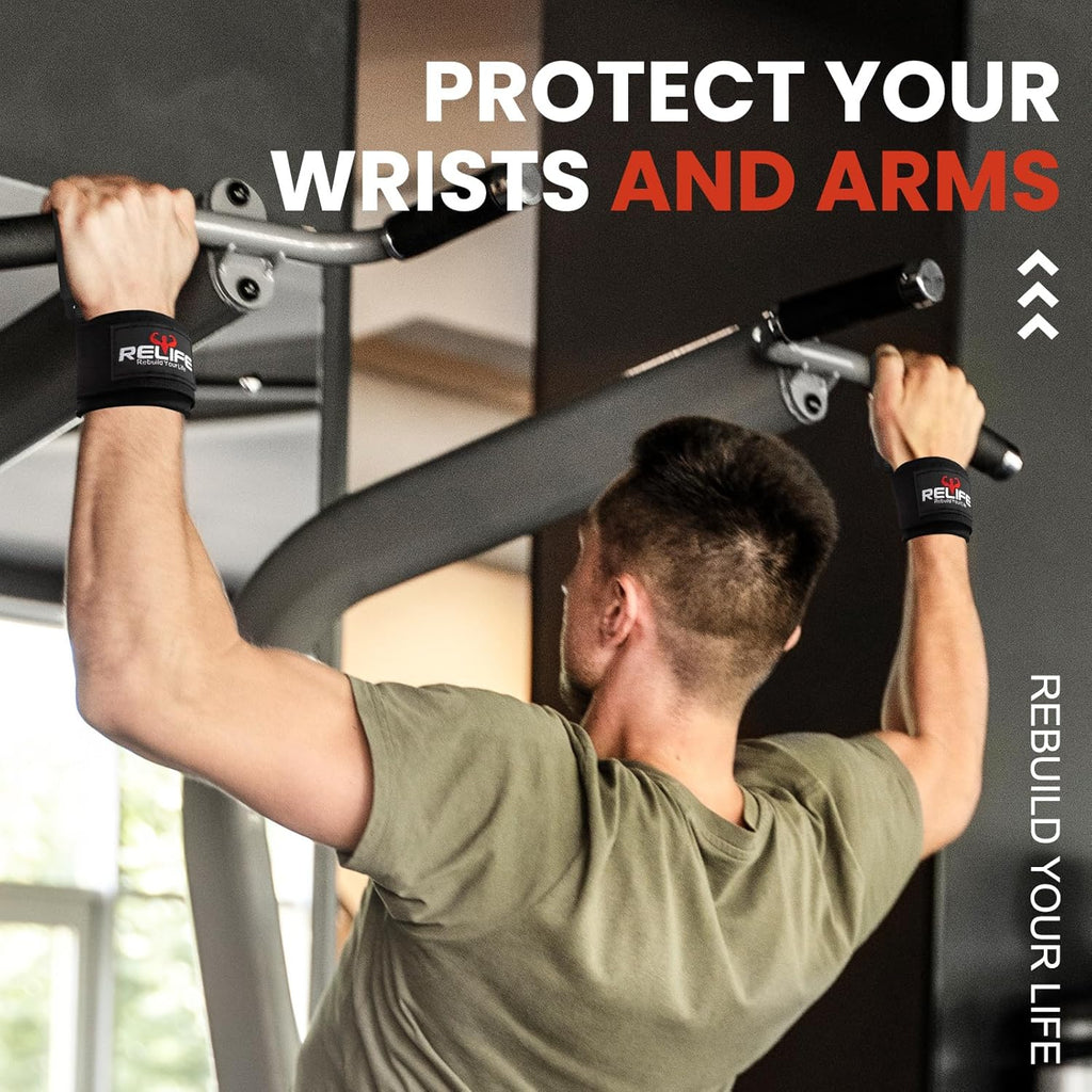 RELIFE Lifting Hooks for Men & Women - Heavy-Duty Pull Up Straps & Wrist Grips for Powerlifting