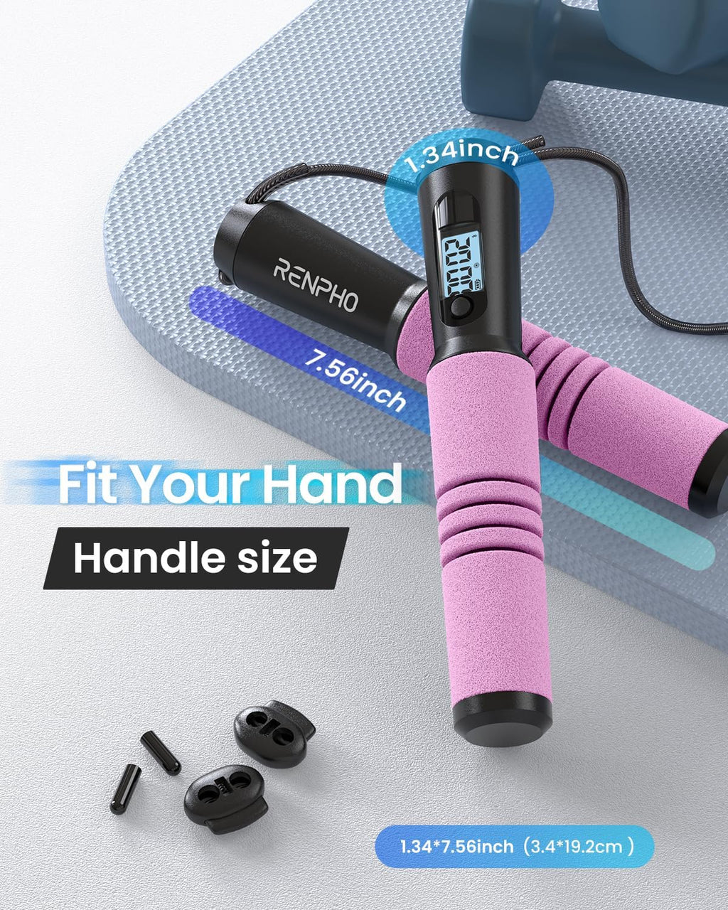 RENPHO Smart Jump Rope - Tangle-Free Skipping Rope with APP Data Tracking & Adjustable Length for Men & Women