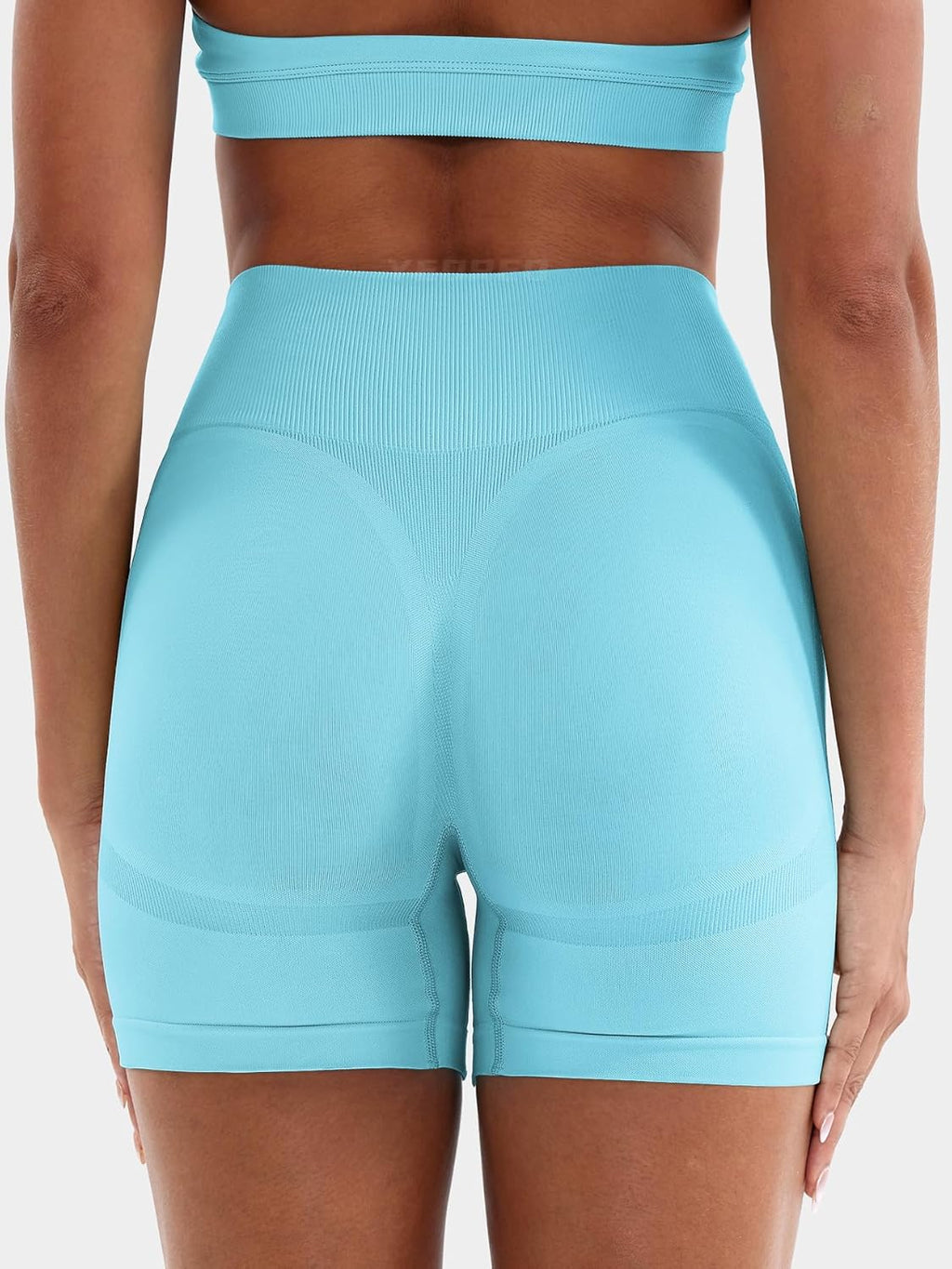 YEOREO Women's Biker Shorts - Seamless Yoga Gym Shorts with Hidden Scrunch | 4.5" No Front Seam
