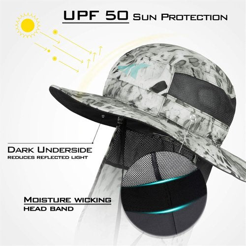 KastKing Boonie Hat - UPF 50 Fishing Hat with Removable Neck Flap for Sun Protection