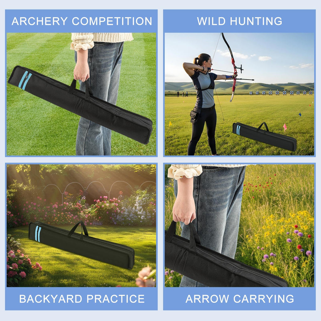 Sunnymove Arrow Case Archery 33'' Portable Soft Bow Case Compact Black Arrow Storage Quiver Oxford Cloth Box for Outdoor Hunting Target Shooting Bag Shooting Practice