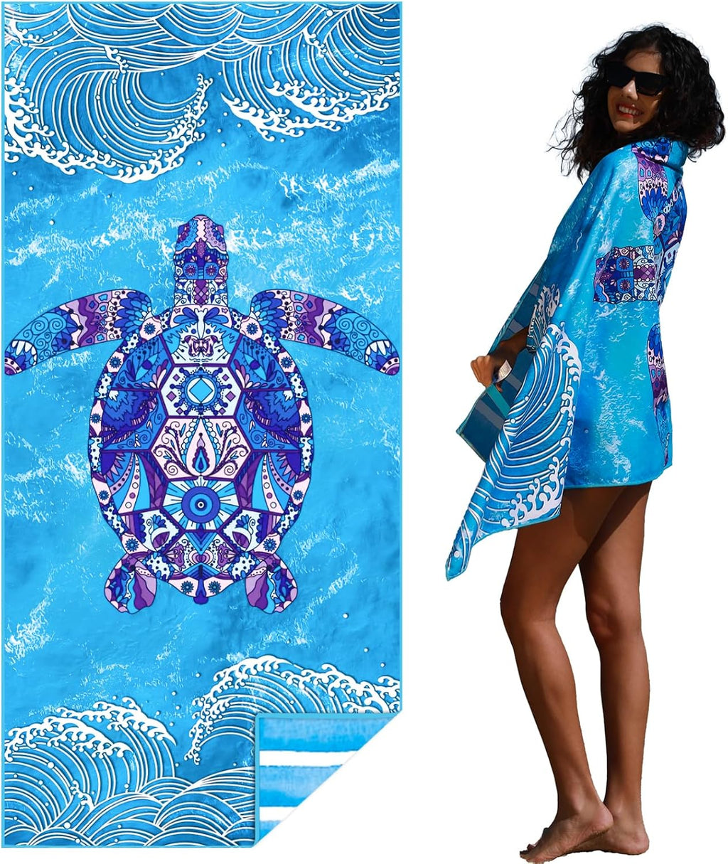 Skiennix Microfiber Beach Towel - Lightweight, Quick-Dry & Sand-Free | Large Compact Travel Accessory
