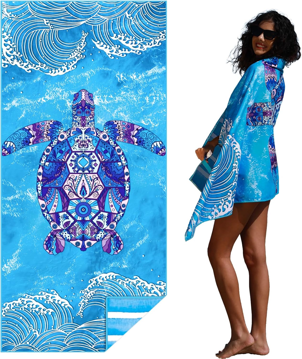 Skiennix Microfiber Beach Towel - Lightweight, Quick-Dry & Sand-Free | Large Compact Travel Accessory