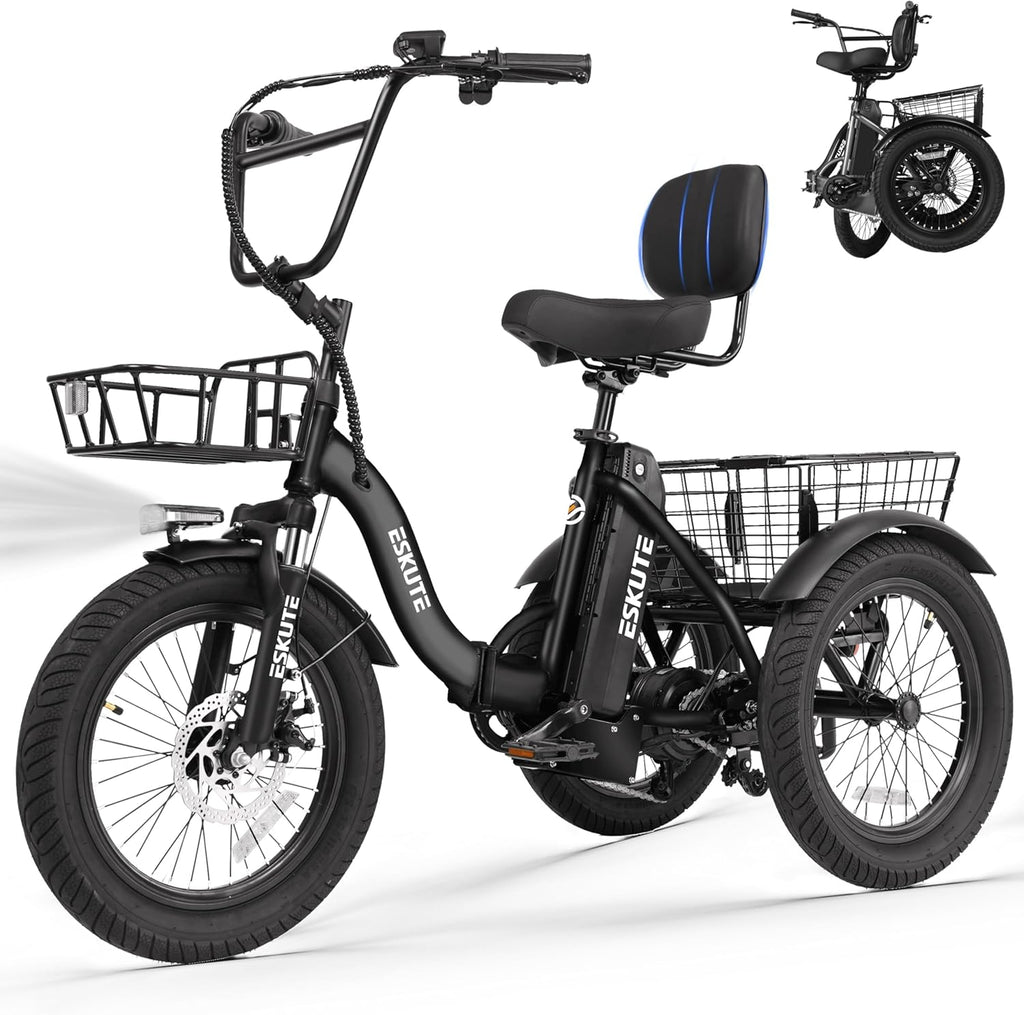 T300 Electric Trike Bike - 1200W Motor & 624Wh Battery | Foldable 3-Wheel E-Bike for Adults, 65-Mile Range