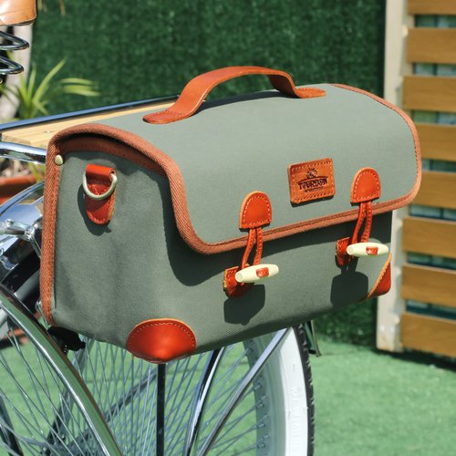 TOURBON Canvas Bike Basket Bicycle Front Bar Bag