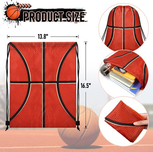 Grneric 14 Pcs Basketball Drawstring Bags - Perfect Party Favors for Sports Teams & Birthdays