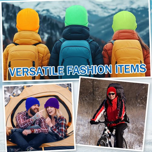 Yahenda 48 Pack Knit Beanies Hats Winter Beanie Hats Warm Knitted Cuffed Skull Cozy Cap for Men Women Unisex(Bright Colors,Lively Style)