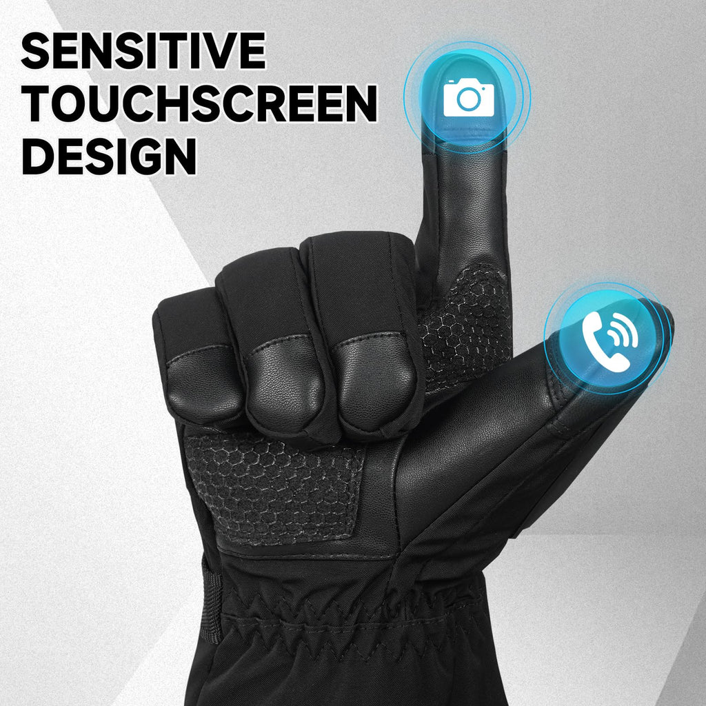 PEKWZIZ Heated Gloves, 5V 6000mAh Rechargeable Heated Gloves for Men Women, Waterproof & Upgrade Non-Slip Electric Heating Glove for Motorcycling, Hunting, Skiing, Outdoor Work (Black, Large)