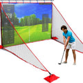TOBWOLF 10x7ft Golf Hitting Net - Heavy Duty Practice Net with Sandbags for Stability, Fits Indoor Simulator & Outdoor Backyard Driving, Garage Training Net for Golf Ball Practice