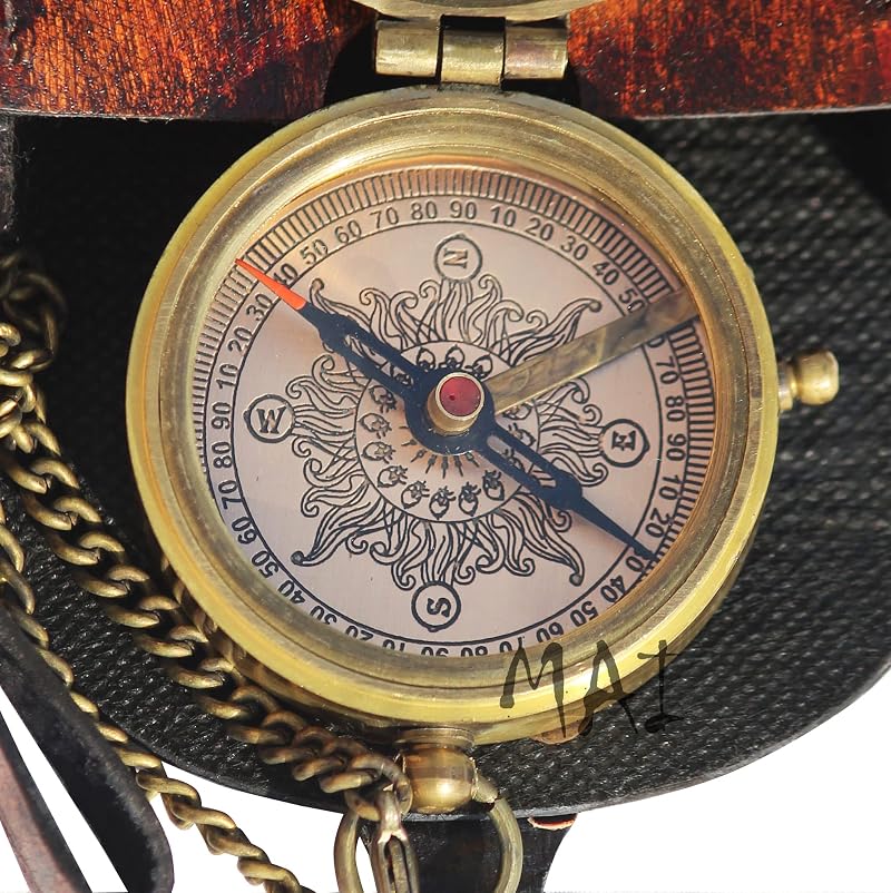 Brass Pocket Compass for Hiking – Antique Style, Survival Navigation Tool