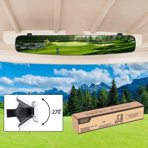 SHUNCHENXIANG Golf Cart Rear View Mirror Fits EZGO Club Car Yamaha, 16.5 Inch Extra Wide Universal Adjustable Panoramic Golf Cart Mirror