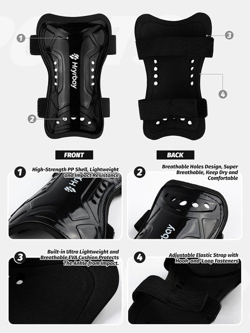 Hryrbay Kids Soccer Shin Guards & Socks Set - Protective Gear for Ages 3-15 | Ideal for Training & Games