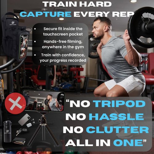 Magnetic Gym Bag for Men and Women | Touchscreen Pocket, Small Gym Bag with Water Bottle Holder, Magnetic Sling Pouches, 5X Strong Magnets, Crossbody Strap, Organizer for workout Accessories