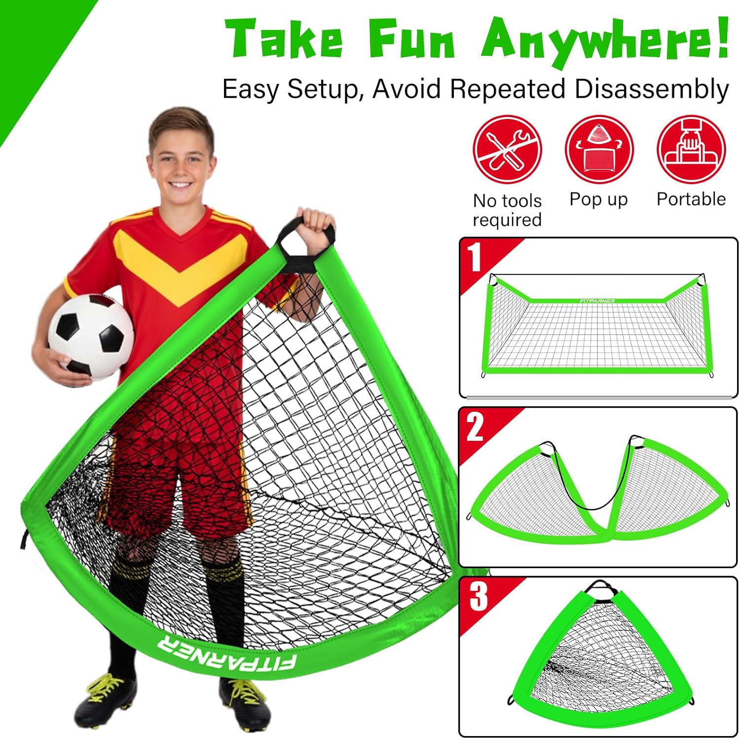 Skiennix Soccer Goals - Portable Backyard Soccer Nets for Kids | 2 Pack, 4x3/6x4 FT with Target, Balls & Cones