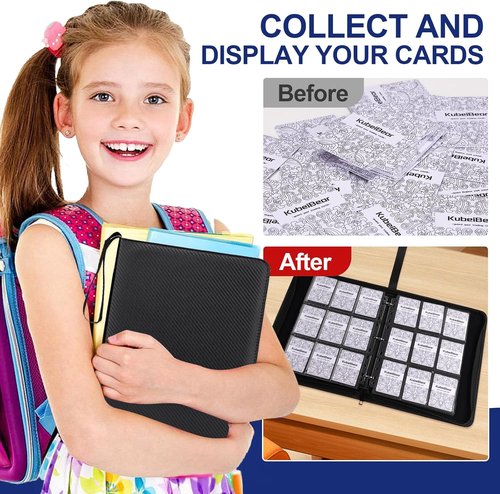 Card Binder - 720 Capacity Zippered Holder for MTG, Sports & Collectible Cards - Durable, Acid-Free Storage (Black, 9 Pocket)