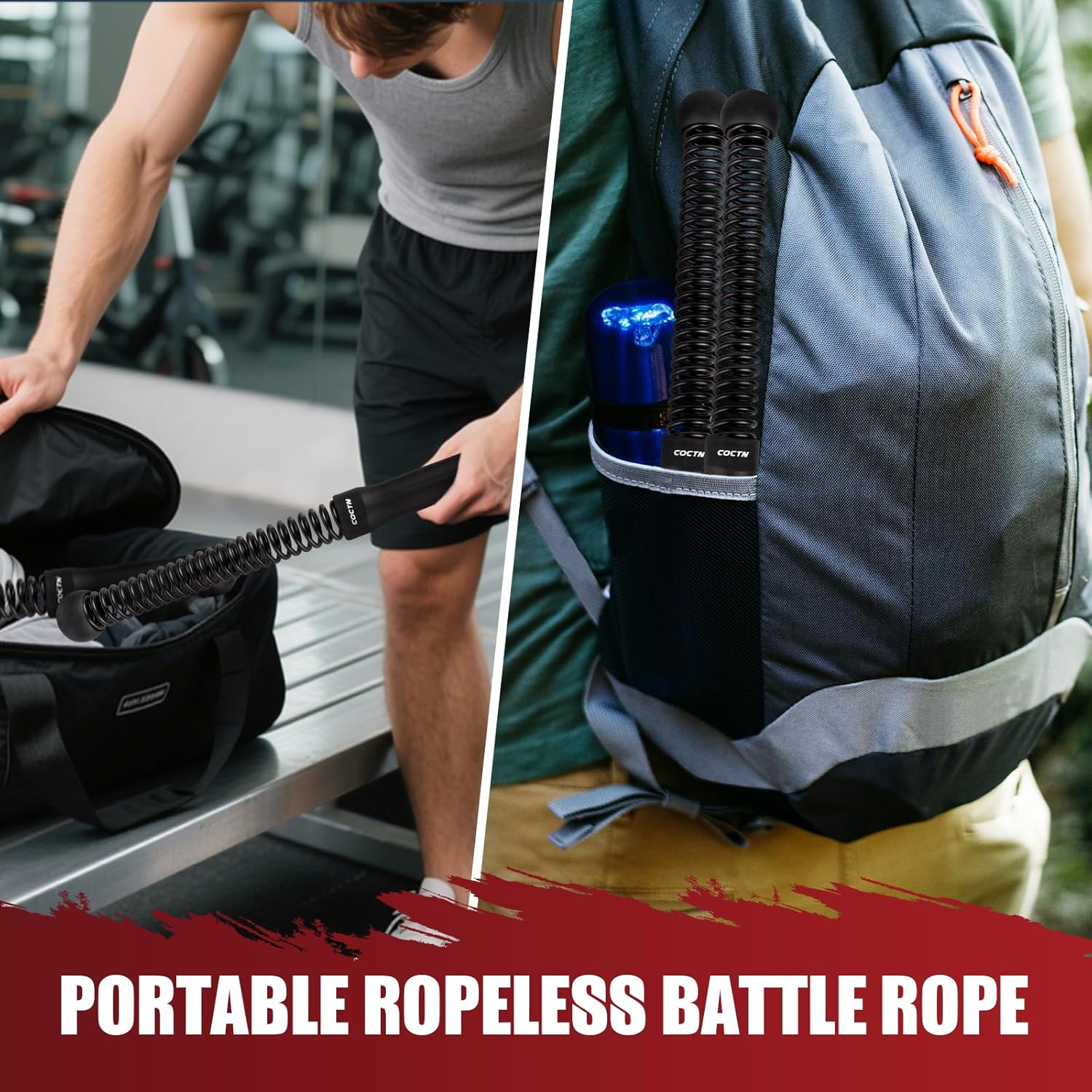 Skiennix Weighted Ropeless Battle Ropes - Heavy Duty Cordless Design for Home Gym | Ideal for HIIT & Strength Training