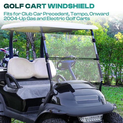 DRIVE UP Club Car Windshield, Golf Cart Windshield Compatible with Club Car Precedent, Tempo, Onward 2004-Up Gas and Electric Golf Carts, Clear Foldable Windshield UV Protection and Impact Resistant
