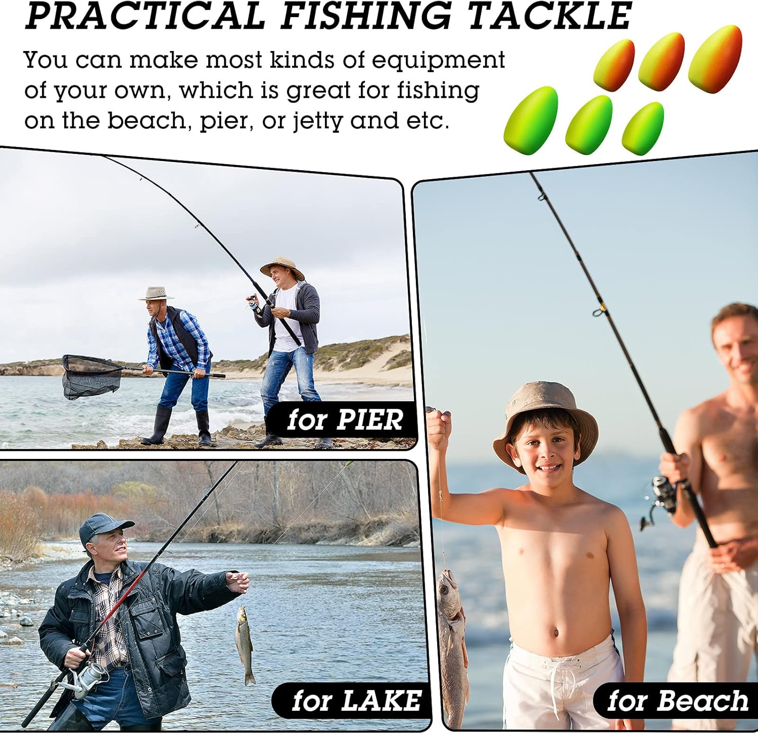 Skylety Foam Floats - 60 Pieces Bullet Snell Indicators for Trout, Catfish & Walleye Fishing