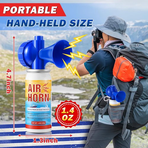 Air Horn | 122dB Loud Safety Horn - 1.4oz Can for Boating, Camping & Events | US Coast Guard Approved