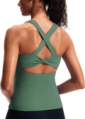 Skiennix Workout Tank Top - Built-In Bra Cross Back Athletic Yoga Camisole for Gym & Pilates