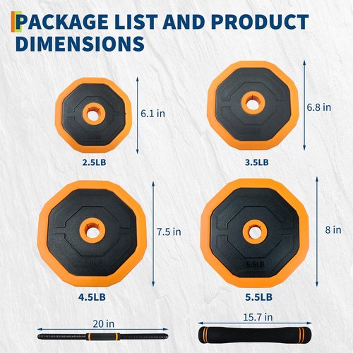 Adjustable Dumbbell Set, 66 LBS 4-In-1 Home Gym Weights with Connector As Dumbbell, Kettlebell,Barbell for Strength Training, Full Body Workout,Orange