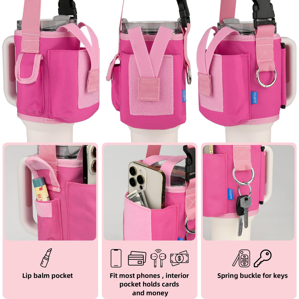 Xxerciz Carrier Bag for Stanley 40 oz Tumbler with Handle, Crossbody Bag with Phone Holder Pocket, Water Bottle Bag with Adjustable Strap for Stanley Cup Accessories