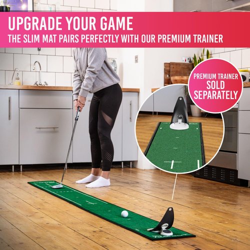 PuttOUT Slim Putting Mat - Perfect Your Golf Putting (7.9ft x 0.82ft)(Green)
