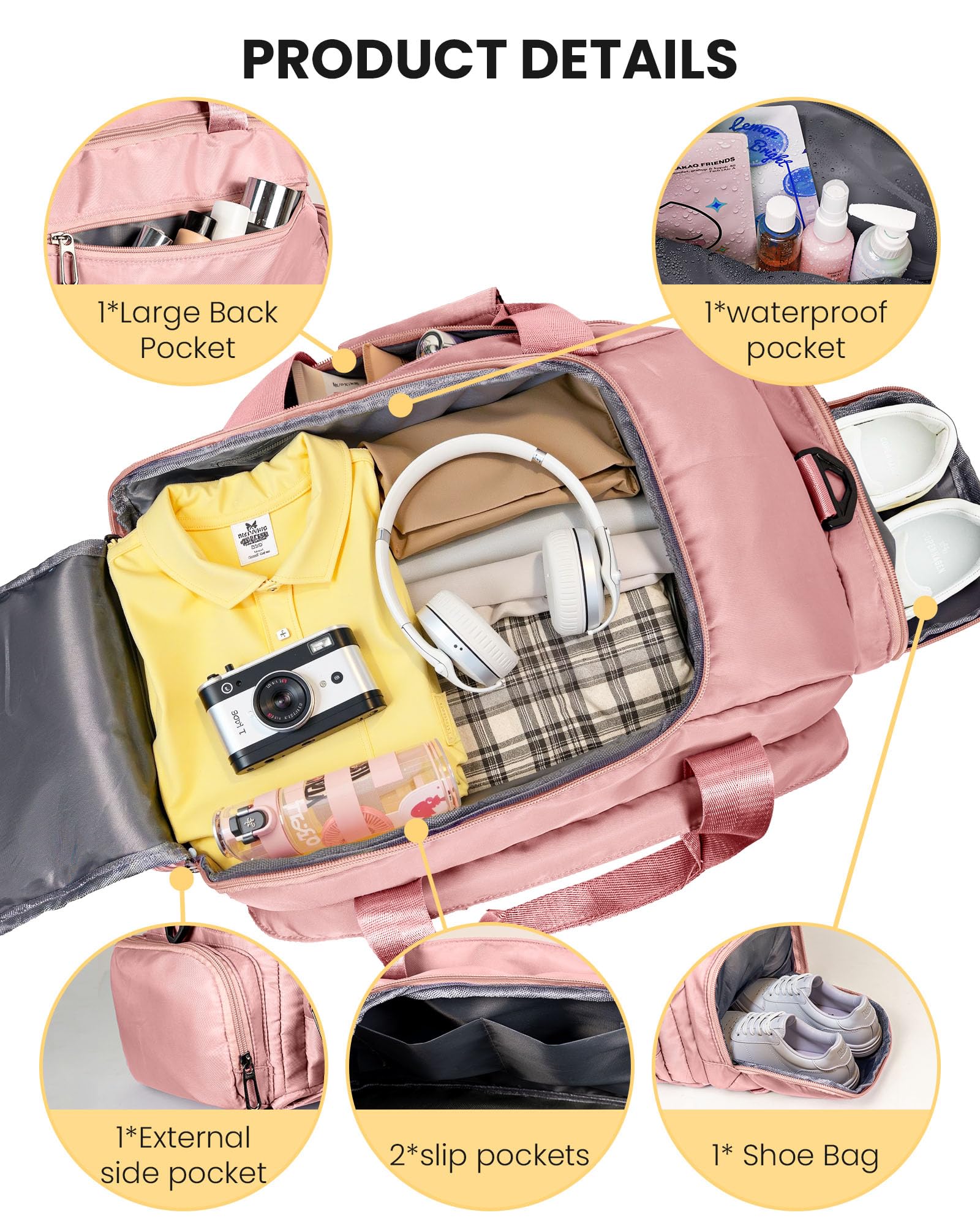 Vogewood Teen Girl Birthday Gift-Gifts for Teenage Girls, Initial Gym Bags with Shoe Compartment, Dance Bag for Girls, Kid Overnight Duffle Bags for Sport Gymnastics Cheer Travel Weekender (Letter K)