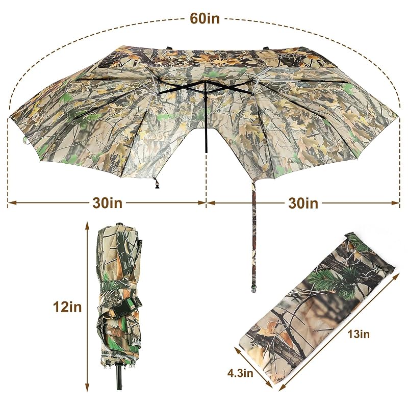 2-Person Tree Stand Umbrella with Heavy-Duty Rod – 60" Wide Weather-Resistant Hunting Cover