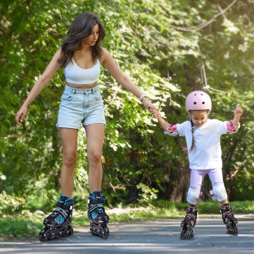 Rotayi Girls Inline Skates Ages 5-8 8-12, Adjustable Light Up Wheels Roller Skates Blades for Kids and Adults Women, Outdoor Roller Skates for Youth Teens, Purple