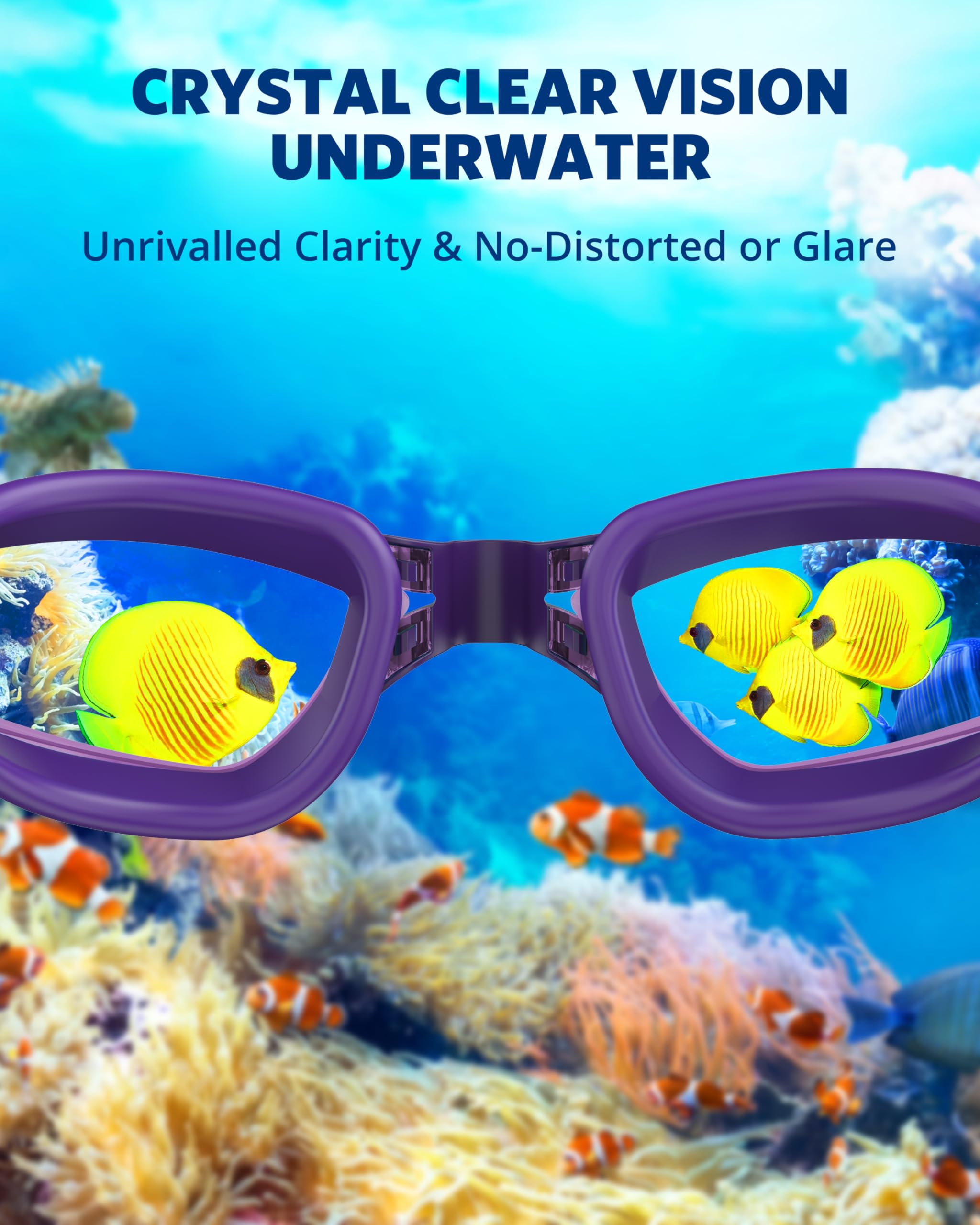 Aegend Swim Goggles, Swimming Goggles No Leaking Full Protection Adult Men Women Youth, Purple Black