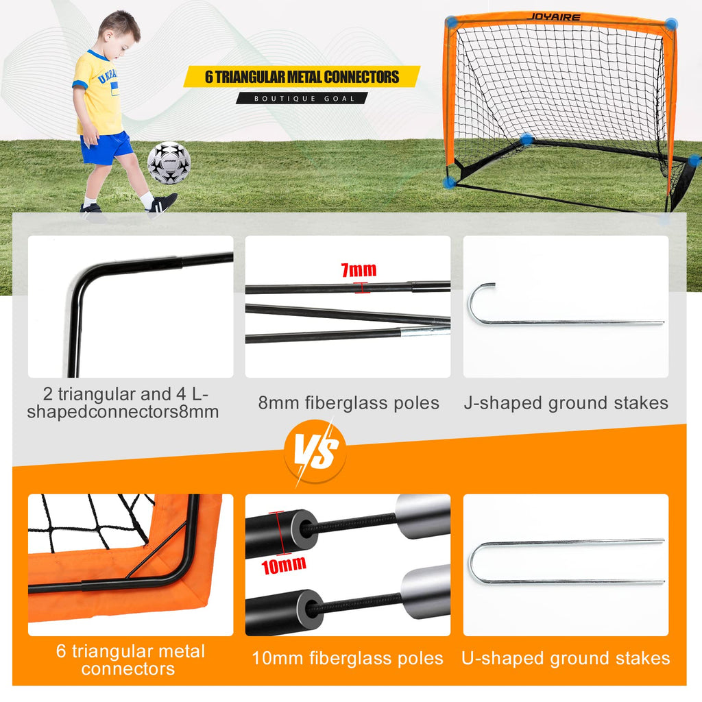 Soccer Goals for Backyard Set, Portable Kids Toddler Soccer Goal 2 of 4' x 3', Pop Up Soccer Net Soccer Training Equipment with Size 4 Soccer Ball, Carry Bag, Youth Games, Sports, Outdoor Play