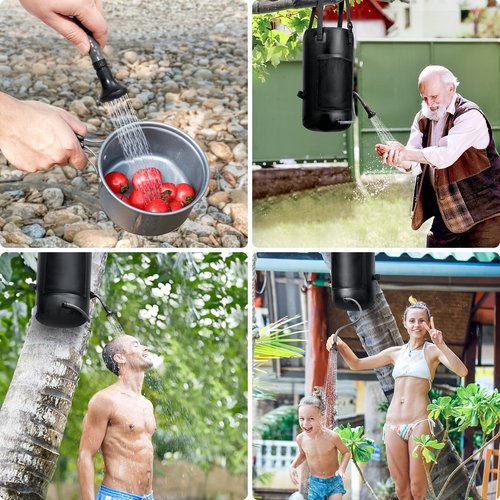 SPACEREST Solar Shower Bag, 5 Gal/20L Solar Heating Camping Shower Bag, On-Off Switchable Shower Head, Portable Shower with Thick Tarpaulin for Camping, Surfing, Outdoor Traveling, No Tear & Leak