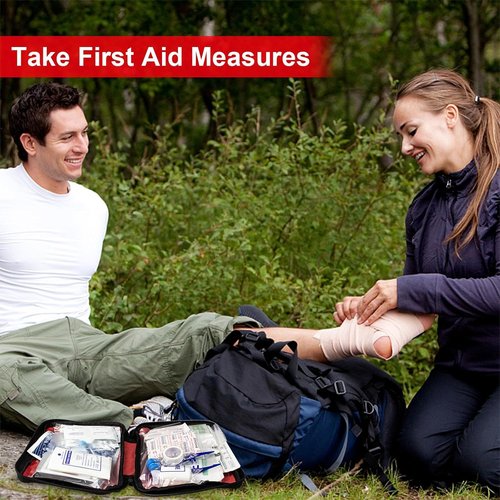 **Travel First Aid Kit by [Brand Name] | 300PCS Portable Emergency Survival Set for Outdoor Adventures - Red**
