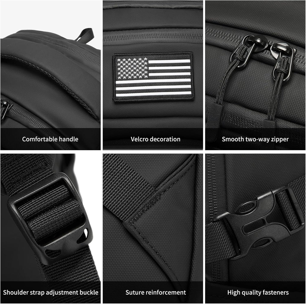 Wotony Tactical Backpack - Military-Grade Assault Bag for Men | Compact Black Design
