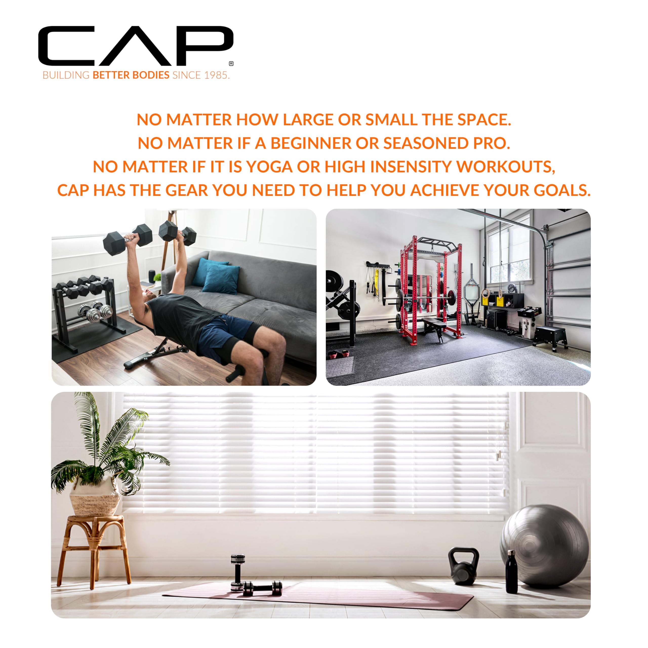 CAP 5 LB Rubber Coated Hex Dumbbell Weight, Rubber Hand Weights for Home Gym Strength Training, Black Oxide Handle, Pair
