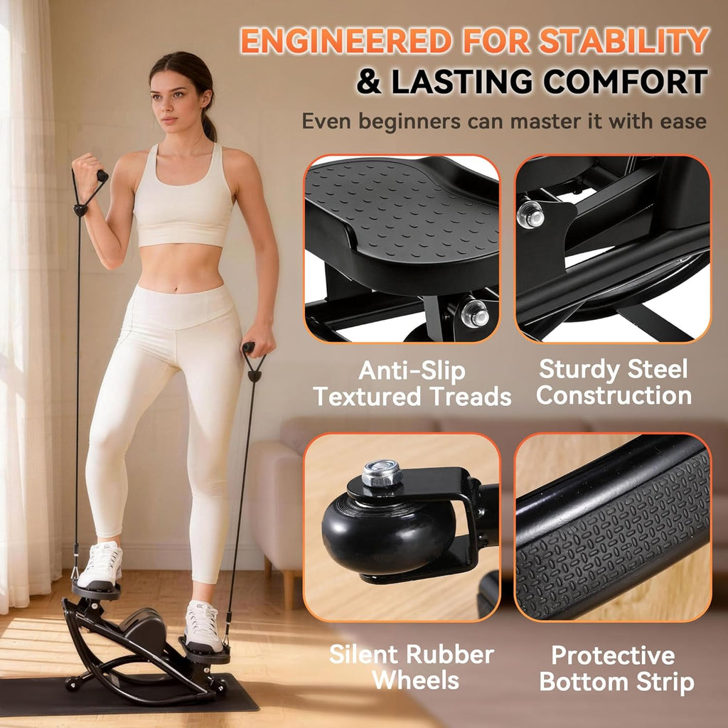 Rock Stepper - Portable Home Exercise Stepper with Digital Display & Resistance Bands | 330 LBS Capacity