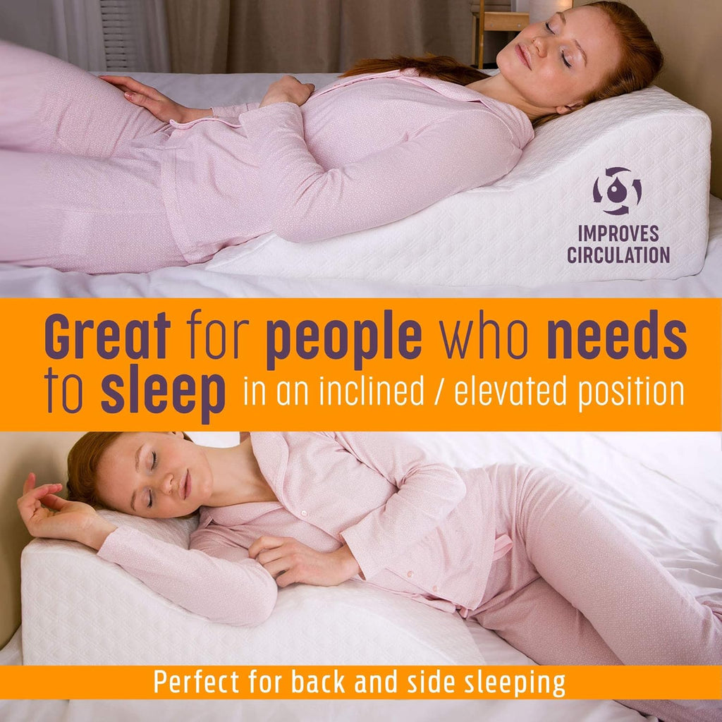 Aeris Wedge Pillow - Memory Foam Bed Wedge for Post-Surgery Recovery & Snoring Relief | Breathable Viscose Cover