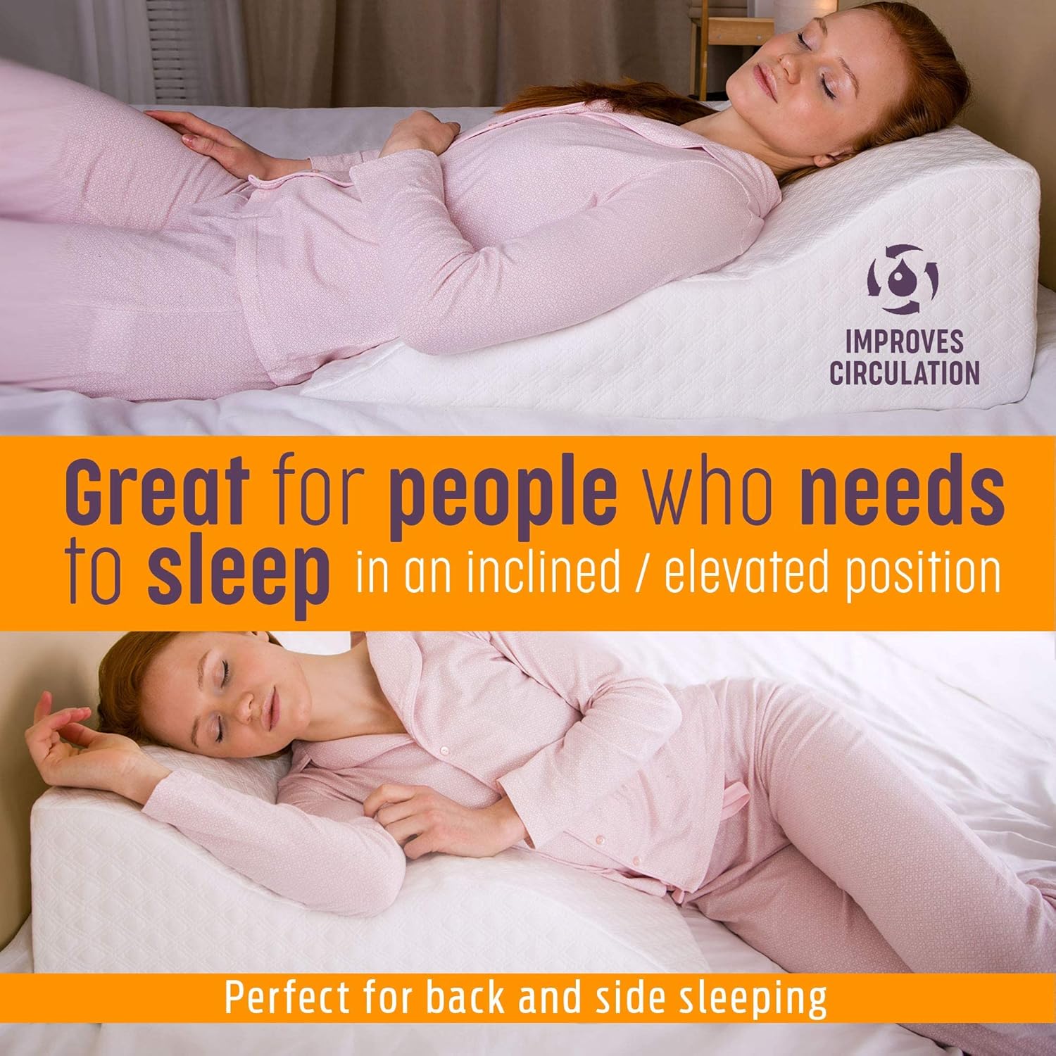 Aeris Wedge Pillow - Memory Foam Bed Wedge for Post-Surgery Recovery & Snoring Relief | Breathable Viscose Cover