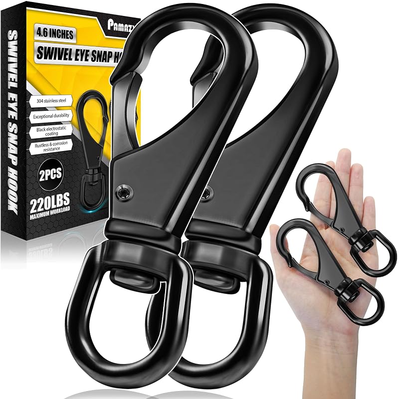 [4.62"] Swivel Eye Snaps 304 Stainless Steel 220LBS Heavy Duty (2Pcs) - Extra Sturdy