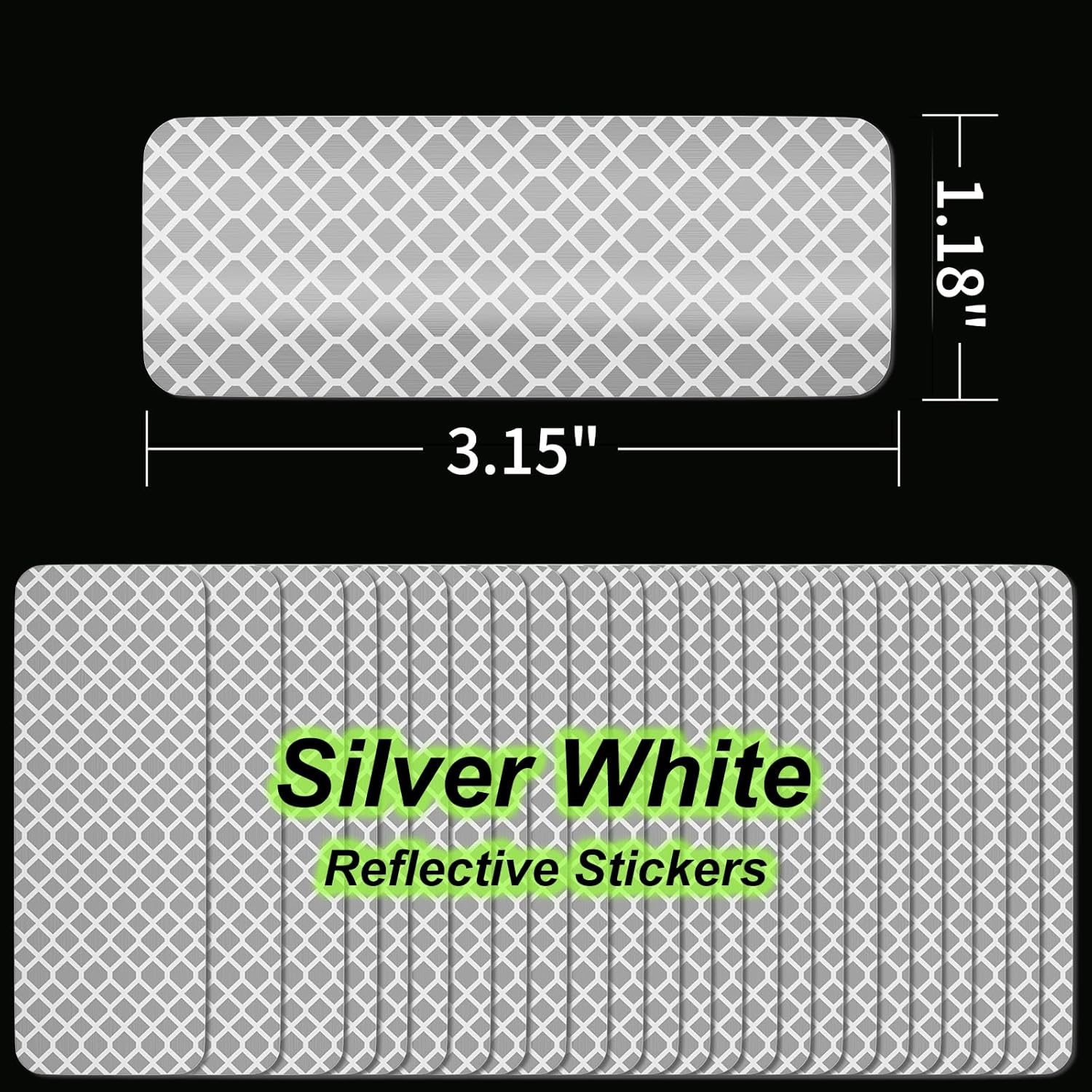 Super Reflection Reflective Stickers by 20 Pcs | Waterproof Safety Tape for Cars, Bikes & Helmets - 3.15" X 1.18"