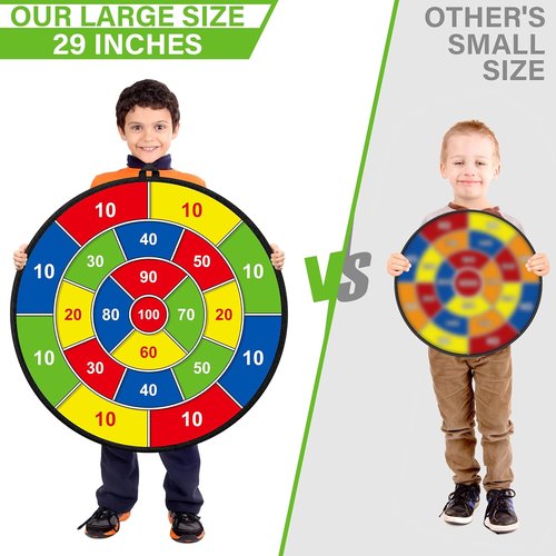 Large Dart Board - Double-Sided Kids Dart Board with Sticky Balls & Darts | Indoor/Outdoor Fun for Ages 3-12