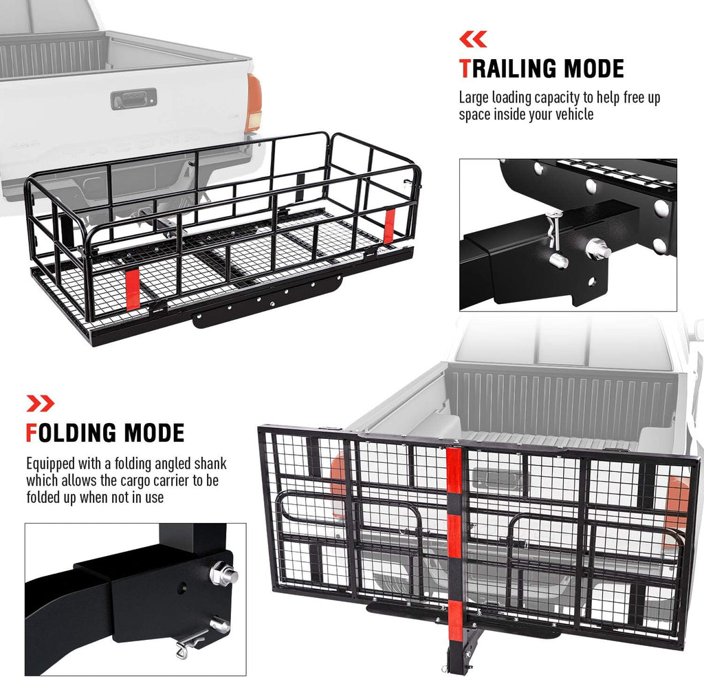 Steel Cargo Carrier Rack by Hitch Mount Basket | Foldable Design for 2-Inch Trailer Hitches
